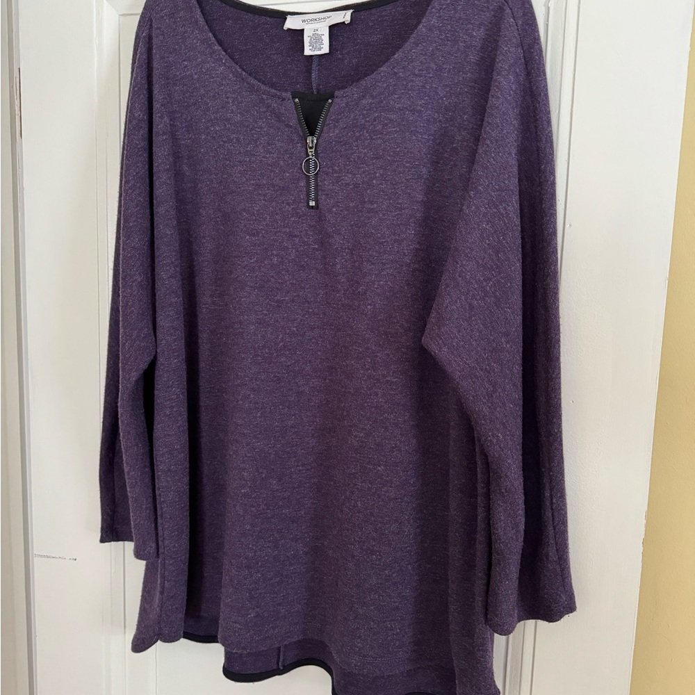 Workshop Republic Clothing Purple Zip-Detail Sweatshirt